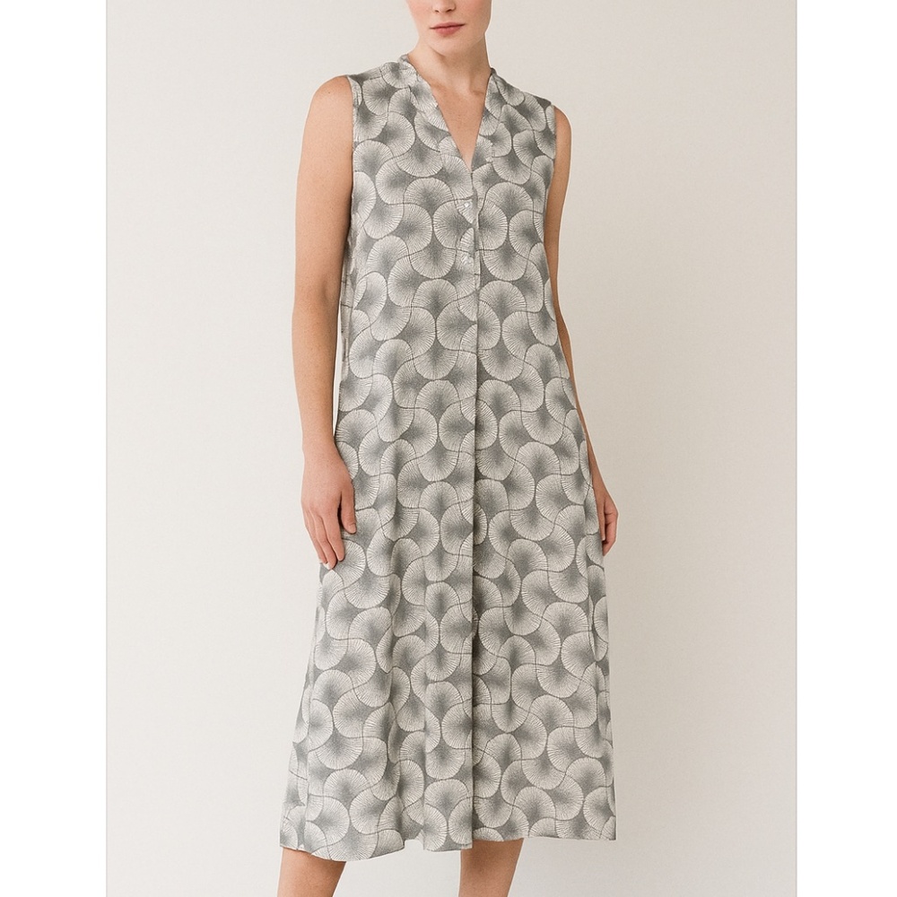 Rosso35 Italian Long Jersey Sleeveless Gray Geometric Print Midi Dress Size 40 S